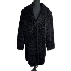 J. Jill Black Boucle Velvet Faux Fur Coat - XL